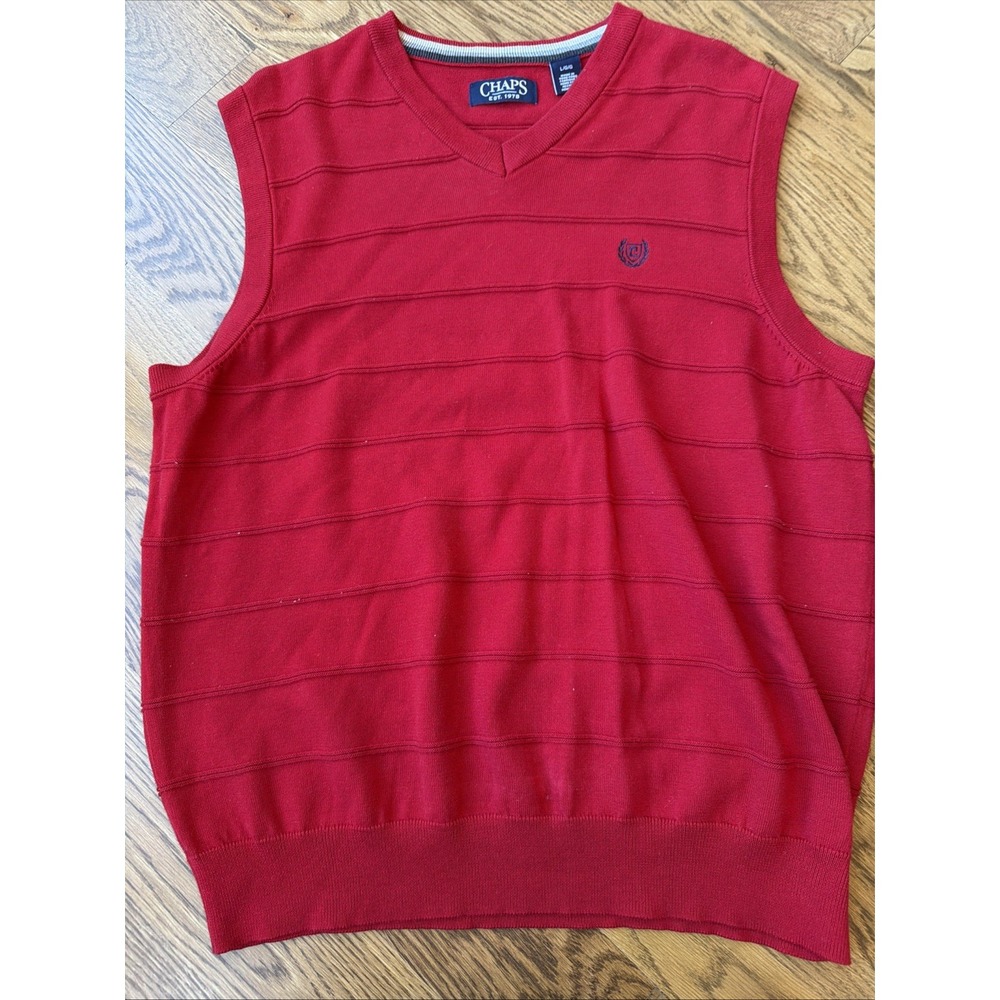 Chaps Men's RED Knit Sweater Vest  - Large